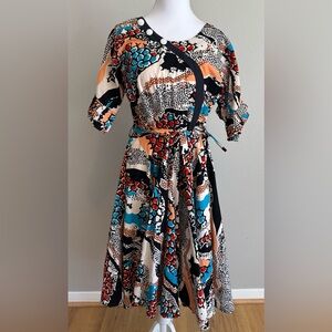 Retro Ankara Wax Print Dress // Asymmetric Spectator Bodice‎